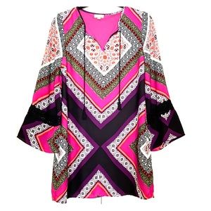 TAKARA Small lined geometric BOHO Dress Tunic